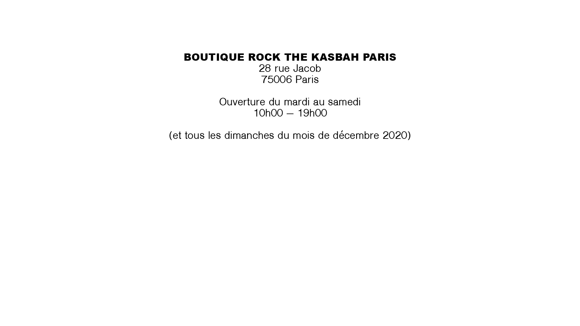 Horaire boutique Rock The Kasbah Paris
